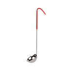 SLOL203, 2-Ounce One Piece Stainless Steel Ladle, Coated Hooked Handle, Red