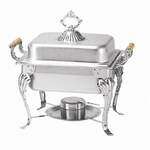 SLRCF0825, 4-Quart Stainless Steel Rectangular Half Size Deluxe Chafer with Wood Handle