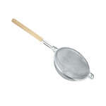 Thunder Group SLSTN3312R, 11 3/4-Inch Double Fine Mesh Reinforced Strainer with Wooden Handle, Nickel-Plated