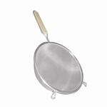 Thunder Group SLSTN3408, 8-Inch Double Medium Mesh Strainer with Wooden Handle, Nickel-Plated