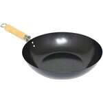 TF001, 12x3-inch Carbon Steel Non-Stick Coating Wok with 7.25-inch Wooden Handle, EA