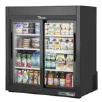 True Refrigeration True GDM-09-SQ-HC-LD, 36-Inch Black 2 Glass Slide Door Countertop Refrigerated Merchandiser