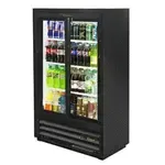 True Refrigeration True GDM-33SSL-56-HC-LD, 36-Inch Black Wide Narrow-Depth 2-Section Glass Sliding Door Merchandiser Refrigerator, 115V