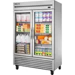 True Refrigeration True TS-49G-HC~FGD01, 54.25-Inch 2 Section Glass Door Reach-In Refrigerator with LED Lighting