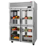 Turbo Air PRO-50-4R-G-PT-N 8 Glass Half Doors Pass-Thru Top Mount Refrigerator