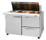 Turbo Air PST-48-18-D2L-N, 2 Drawers 1 Left-Hinged Door Mega-Top, Sandwich/Salad Prep Table