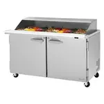 Turbo Air PST-60-24-N-SL 2 Solid Doors Mega-Top, Sandwich/Salad Prep Table, Removable Slide Back Lid
