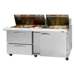 Turbo Air PST-72-30-D2L-N, 2 Drawers 1 Left-Hinged Door Sandwich/Salad Prep Table