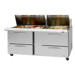 Turbo Air PST-72-30-D4-N 4 Drawers Sandwich/Salad Prep Table
