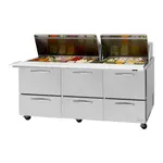 Turbo Air PST-72-30-D6-N 6 Drawers Sandwich/Salad Prep Table