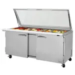 Turbo Air PST-72-30-N-GL 2 Solid Doors Mega-Top, Sandwich/Salad Prep Table, Glass Lid