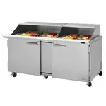 Turbo Air PST-72-30-N-SL 2 Solid Doors Mega-Top, Sandwich/Salad Prep Table, Removable Slide Back Lid