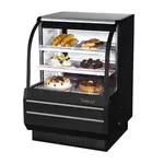 Turbo Air TCGB-36-B-N, 36.5-Inch 11.8 cu. ft. Black Curved Glass Refrigerated Bakery Display Case with 2 Shelves