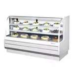 Turbo Air TCGB-72-W-N, 72.5-Inch 23.2 cu. ft. Curved Glass Refrigerated Bakery Display Case with 2 Shelves