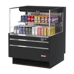 Turbo Air TOM-36L-UF-B-2S-N, 34-inch Horizontal Low Profile Black Open Display Case, 1 Shelf