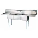 Turbo Air TSA-3-D1-E, 57-inch Three Compartment Sink, Green World Series