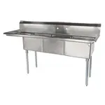 Turbo Air TSA-3-L1, 18 x 18 x 11-inch Three Compartment Sink, Stainless Steel