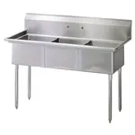 Turbo Air TSA-3-N, 18 x18 x 11-inch Three Compartment Sink, No Drain Board