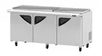 Turbo Air TST-72SD-30-N-FL, 3 Solid Door Mega Top Sandwich/Salad Unit, Flat Lid