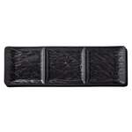 Wilmax WL-661136/A, 16x5-Inch Black Porcelain Rectangular 3 Section Dish, 18/PACK