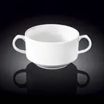 Wilmax WL-991230/A 12 Oz Stella White Porcelain Professional Soup Cup with Handles, 48/CS