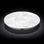 Wilmax WL-992019/A 10-Inch Round White Porcelain Divided Dish, 24/CS