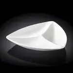 Wilmax WL-992585/A 9.5-Inch Triangular White Porcelain 3-Compartment Dish, 24/CS