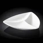 Wilmax WL-992586/A 11.5-Inch Triangular White Porcelain 3-Compartment Dish, 18/CS
