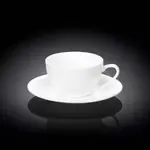 Wilmax WL-993001/AB 6 Oz Olivia White Porcelain Cappuccino Cup with Saucer, 48 Sets/CS