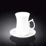 Wilmax WL-993087/AB 4 Oz White Porcelain Tea Cup with Saucer, 48/CS