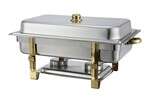 201, 8-Quart Gold-Accented Stainless Steel Oblong Chafer