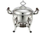 708, 6-Quart Stainless Steel Full Size Crown Chafing Dish, Wood Handle