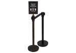 Winco CGS-SETA 2-Piece Black Stanchion Set w/Social Distancing Sign, EA (Discontinued)