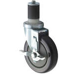 Winco CT-1B, 5-Inch Workable Stem Wheel Casters with Brake, 2-Piece Set