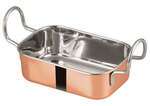 DDSB-203C, 5x3-3/8-Inch Stainless Steel Rectangular Mini Roasting Pan, 2 Handles, Copper Plated