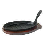 ISP-3, Cast Iron Steak Platter with Wood Underliner and Gripper
