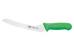 KWP-92G, 9-Inch Stal High Carbon Steel Offset Bread Knife, Polypropylene Handle, Green, NSF