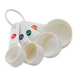 MCPP-4, Set of White Plastic Measuring Cups with Capacity Marking, 0.25, 0.33, 0.5 and 1 Cup
