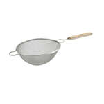 MS2K-10D, 10.5-Inch Double Fine Mesh Strainer with Flat Wooden Handle