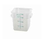 Winco PESC-4, 4-Quart White Square Polyethylene Food Storage Container, NSF