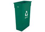 PTC-23GR, 23 Gallon Slender Recycle Trash Can w/o Lid, Green, NSF