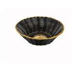 Winco PWBK-8R, 8x3-Inch Black Round Poly Woven Basket with Gold Trim, 1 Dozen