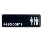 SGN-313, 9x3-inch 'Restrooms' Black Information Sign
