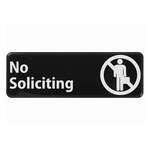 SGN-336, 9x3-Inch Black Plastic "No Soliciting" Information Sign