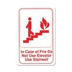 SGN-683W, 6x9-inch 'In Case of Fire Do Not Use Elevator Use Stairwell' Information Sign