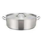 SSLB-20, 20-Quart 5.9-Inch High 15.7-Inch Diameter Stainless Steel Brazier Pan with Lid, NSF