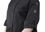 UNF-12KM, Black Ventilated Chef Jacket with Roll-Tab Sleeves and Tapered Fit, Medium