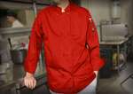UNF-6RM, Red Men’s Tapered Fit Chef Jacket, Medium