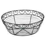 WBKG-10R, 10-Inch Black Round Metal Wire Bread and Fruit Basket