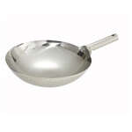 WOK-16W, 16-Inch Mirror Finish Stainless Steel Chinese Wok with Welded Joint